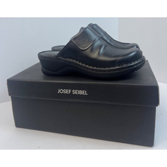 Josef Seibel Womens Black Leather Clog Carole (56308) EU 37 US 6-6.5 - Picture 1 of 12